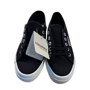Superga 2750 Cotu Classic Black White Canvas Low Top Sneakers Mens 4.5 Womens 6